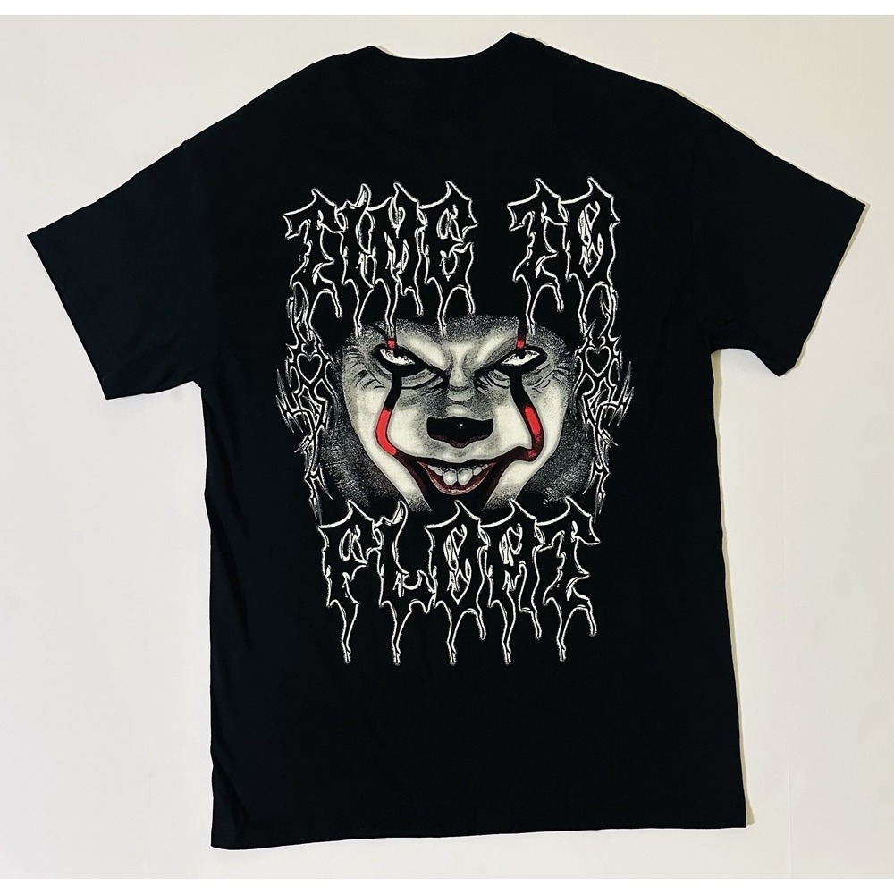 IT Pennywise Scary Clown Time To Float Graphic Mens Black M Short Sleeve Shirt